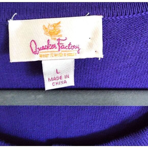 Quacker Factory Large Buttoned Down Sequined Purple Cardigan Sweater L/S - Picture 3 of 7